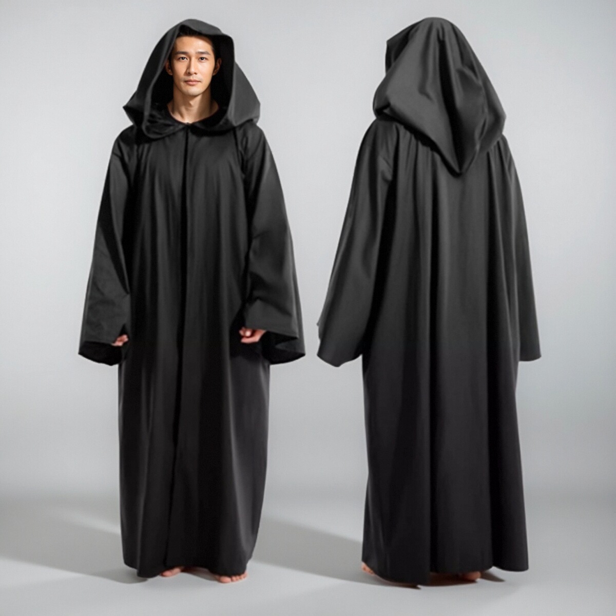 ハロウィンの拡大・拡張フード付きマント大人用ゆったり大きめ長袖ローブ 魔法使いの死のローブ