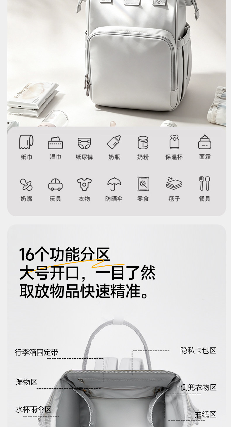 【新品】ALAMOM妈咪包大容量时尚多功能轻便双肩背母婴外出妈妈包 — 6