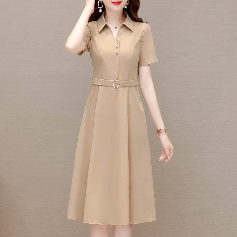 Polo Collar Dress for Women 2026 New Style Middle-Aged Mother Summer Dress Stylish and Elegant with Pockets