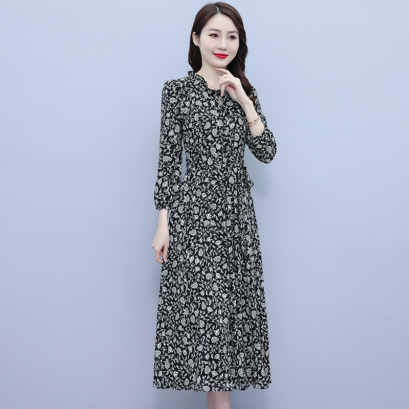 Chiffon Floral Long-Sleeved Dress for Women, Spring and Autumn 2026 New High-End Brand, Stylish and Age-Reducing Dress for Mothers Chiffon Floral Long-Sleeved Dress for Women, Spring and Autumn 2026 New High-End Brand, Stylish and Age-Reducing Dress for Mothers