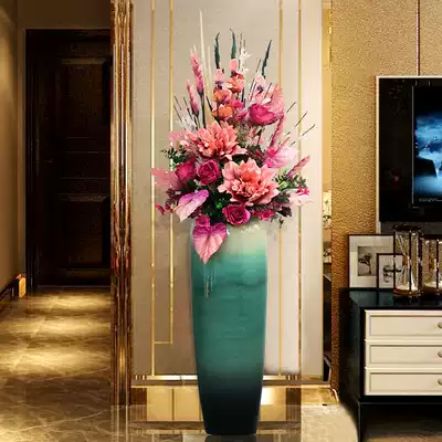 Jingdezhen ceramic floor vase living room simulation flower arrangement large hotel European Villa modern simple decoration