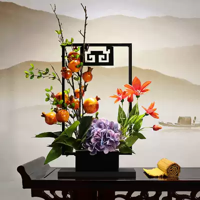 New Chinese creative wrought iron fake flower simulation floral decoration home living room wine cabinet porch TV cabinet decoration decoration