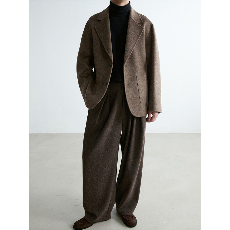 100% Sheep Wool Double-Sided Woolen Loose-Fitting Blazer, Autumn and Winter Old Money Style, Minimalist and Relaxed Men's Single-Breasted Suit 100% Sheep Wool Double-Sided Woolen Loose-Fitting Blazer, Autumn and Winter Old Money Style, Minimalist and Relaxed Men's Single-Breasted Suit