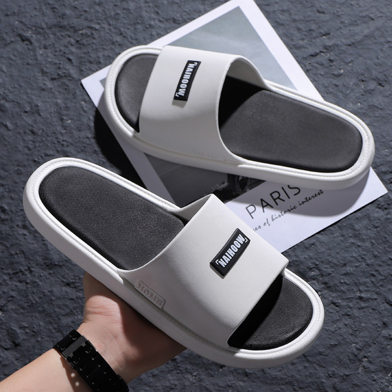 Slippers men summer wear Korean version couples home indoor bathroom non-slip plastic beach thick bottom one word sandals for men