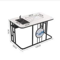 Столик одинарный черный глянцево-белый 1,2 метра