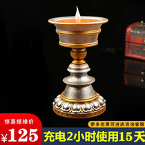 Dzi bead electronic butter lamp plug-in rechargeable Tibetan simulation flame LED candlestick resin household ever-bright lamp
