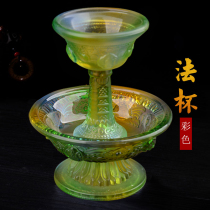 Tibetan offering crystal glass eight auspicious Dharma cup offering cup Tantra ritual supplies colorful trumpet