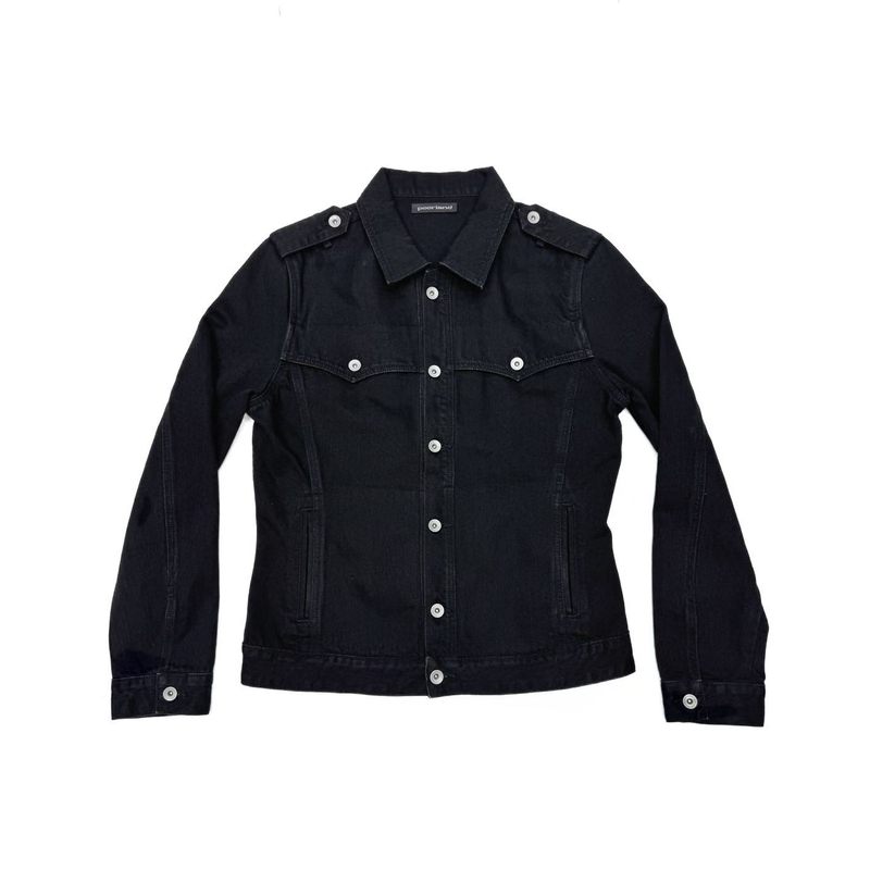 Poorland [Palace Epaulet Jacket] Type-P2 Regular Shoulder Short Style Waist-Cinching Slim-Fit Denim Jacket