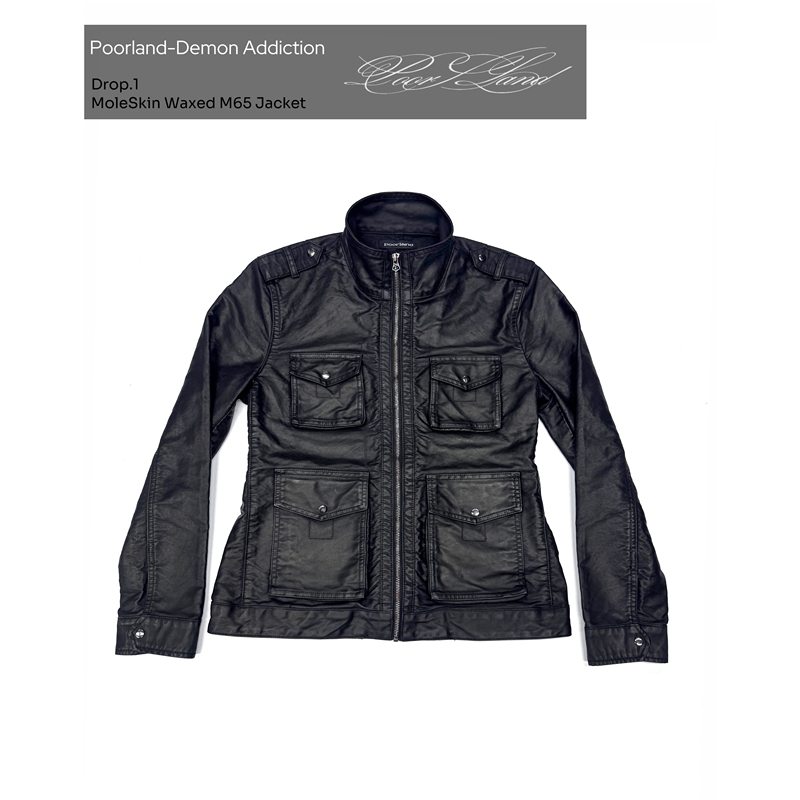 Poorland [M65 Mole Skin Brushed Wax Hunting Jacket] Type-P2 Regular Shoulder Short Slim Fit Waistcoat