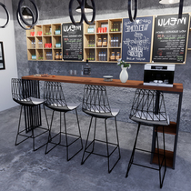 Industrial Wind Solid Wood Bar Terrace Table Balcony Home Dining Table High Foot Table Nordic Casual Milk Tea Shop Table And Chairs Bar Table And Chairs