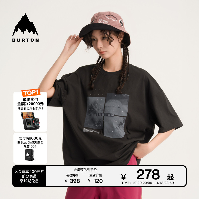 Burton Burton's Official Spring New Product for Men and Women Lse Graphic B Short-Sleeved T-Shirt Round Neck Loose 927881