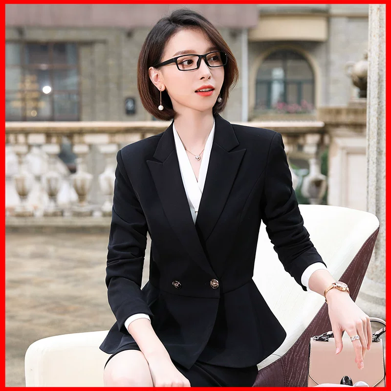 夏勤 Demi-season classic suit jacket for leisure, black set, Korean style