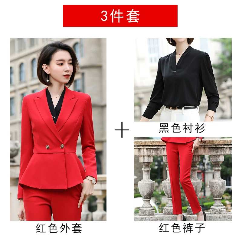 夏勤 Demi-season classic suit jacket for leisure, black set, Korean style