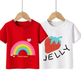 Хлопковая футболка с коротким рукавом, детская летняя тонкая летняя одежда для девочек, короткий рукав, детская одежда, 1 лет