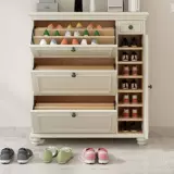 Американский стиль сплошной древесина для обувного шкафа для дома маленькая квартира Ультра -тонкая легкая роскошь вход в дверь шкаф