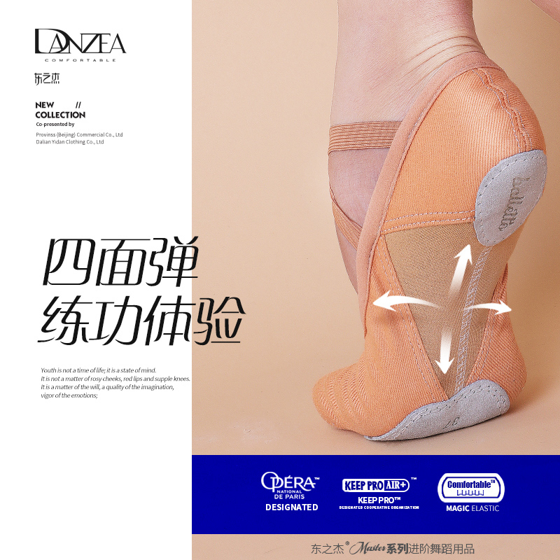 Dongzhijie full elastic cloth lace-free dance shoes women's soft bottom practice shoes adult cat claw shoes body ballet shoes
