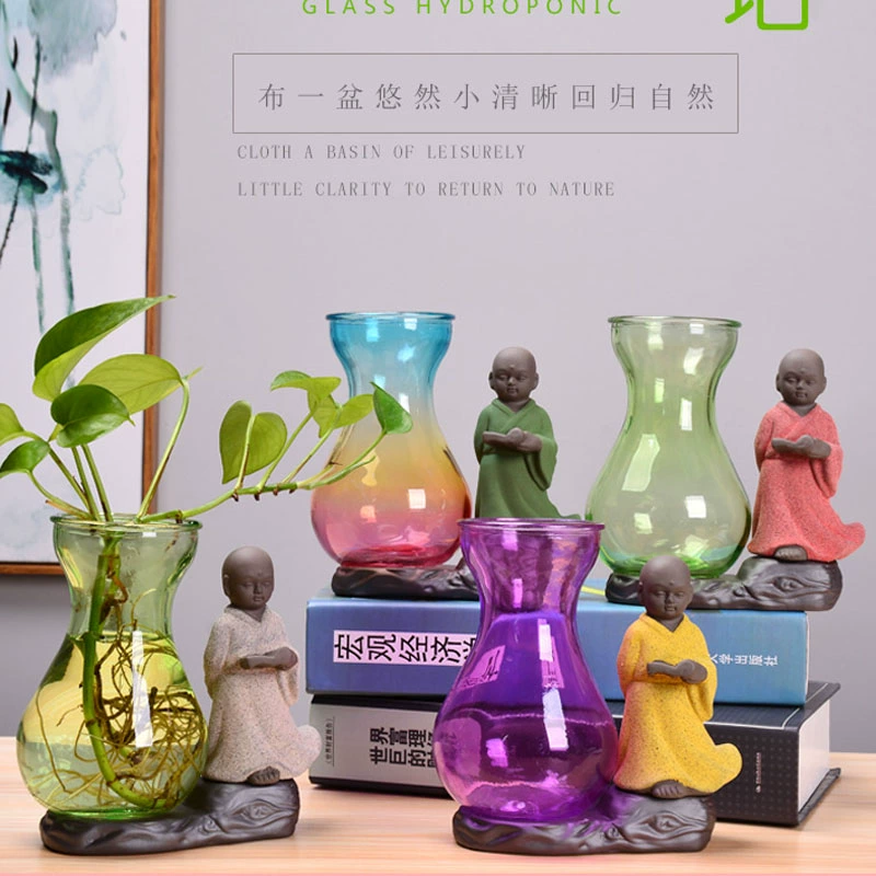 Quan âm tre cắm bình đơn giản đựng bình thủy canh màu xanh lá cây thì là sáng tạo thủy tinh trong suốt lọ thủy canh cây thủy canh lọ hoa - Vase / Bồn hoa & Kệ