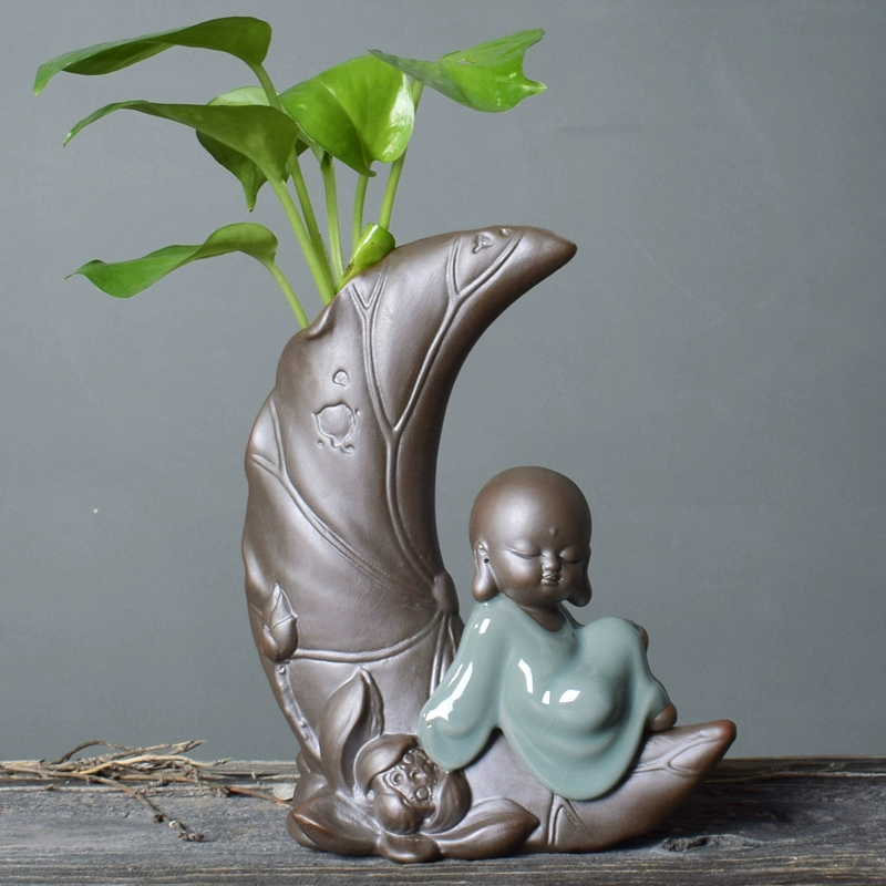 Sáng tạo thủy canh màu xanh lá cây thì là nhà máy thủy tinh trong suốt bình hoa khô chèn trang trí tươi bàn trang trí phòng khách - Vase / Bồn hoa & Kệ