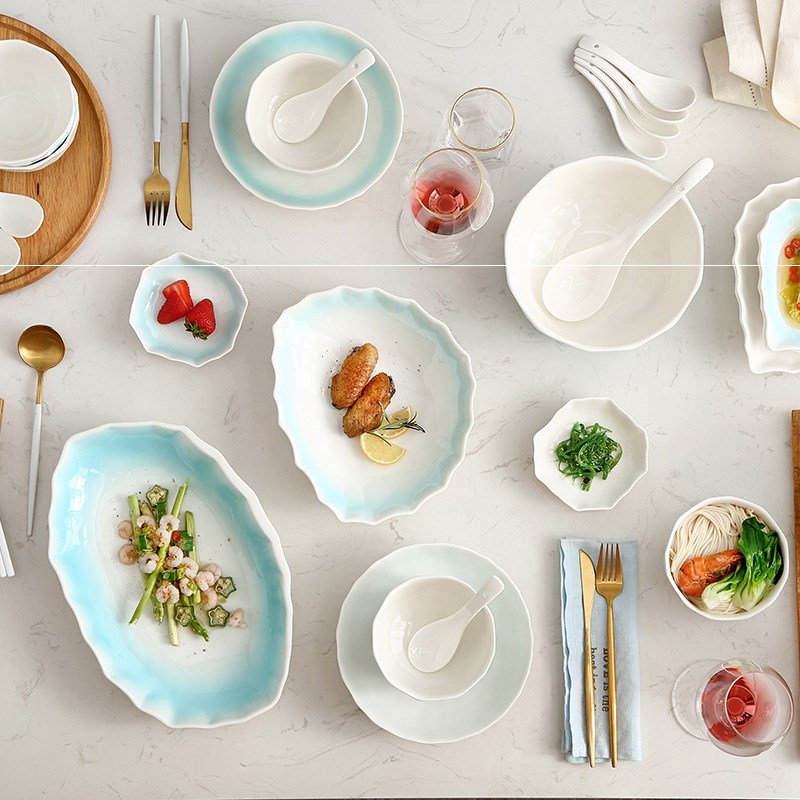 The Fish dish dish dish dumplings creative ceramic plate of the Nordic circular plate steamed Fish with irregular continental plate