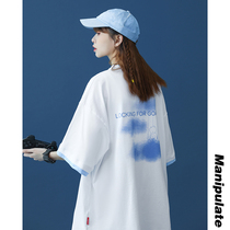 short sleeve t-shirt female Chains Chains ultra fire Han version loose pure cotton net red fried street fake two small crowddesign blouse summer clothes