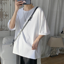 Short-sleeved 2021 new womens net red t-shirt ins super fire tide pure cotton loose Korean version pure white home net version large version