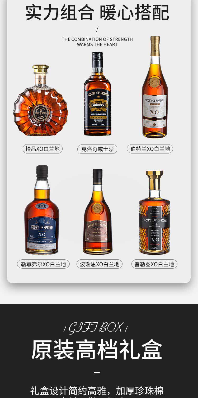 法国XO白兰地洋酒套装礼盒 750ml*6瓶 图1
