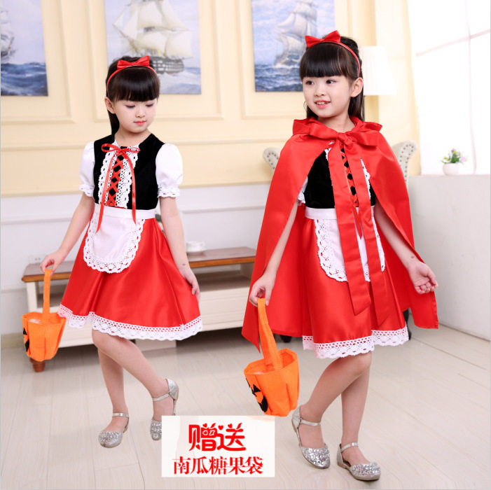 Holy Festival Little Red Hat Performance Princess Dress Christmas Child Cosplay Performing Makeup Prom Girl's Talk Dt