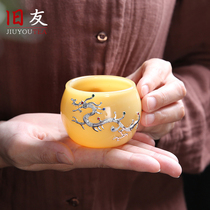 Inlaid silver tea cup ceramic building Cup glass glass silver jewelry Master Cup kung fu glass single cup set home anti-hot