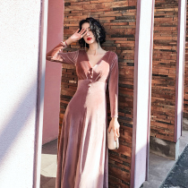 High-end velvet evening gown 2022 new temperament banquets annual meeting host gown women bridesmaids for summer atmospheres