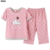 Pajama phụ nữ phim hoạt hình ngắn tay bông phụ nữ quần bảy điểm thiết mỏng dễ thương cotton mùa hè cộng với sân nhà quần áo. 