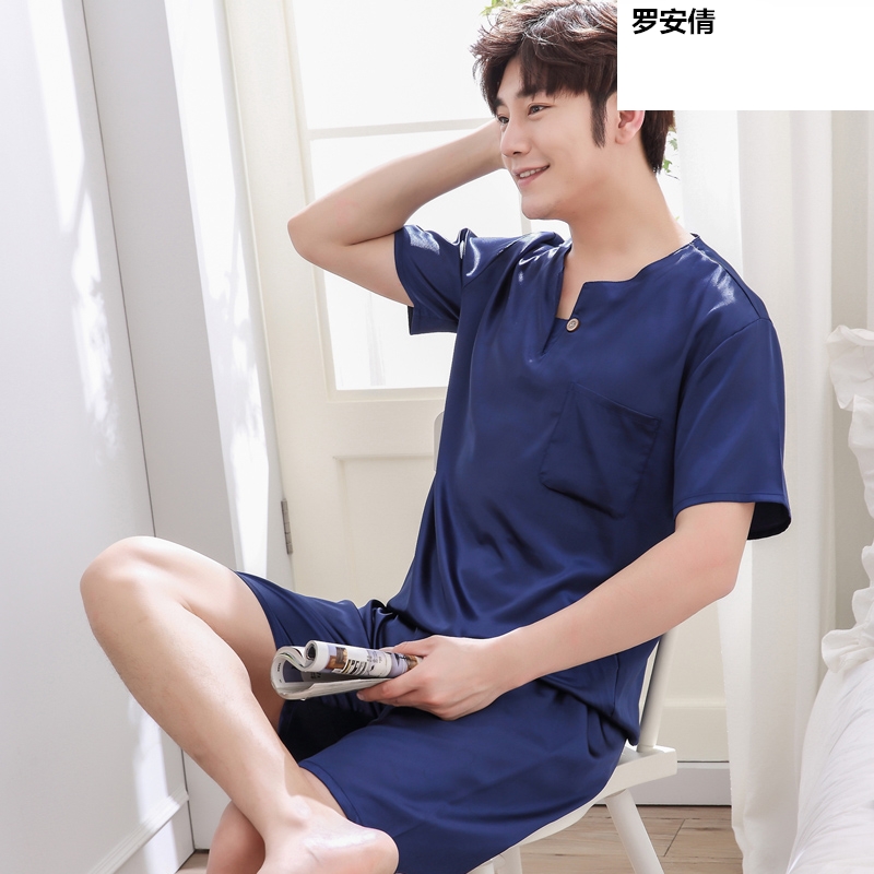 Summer pajamamen 18 mens lụa quần short ngắn tay 13 thanh thiếu niên 15 học sinh trung học cơ sở 16 chàng trai 14 tuổi.