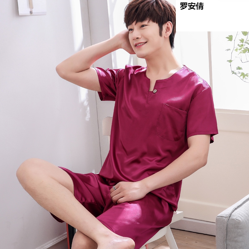 Summer pajamamen 18 mens lụa quần short ngắn tay 13 thanh thiếu niên 15 học sinh trung học cơ sở 16 chàng trai 14 tuổi.