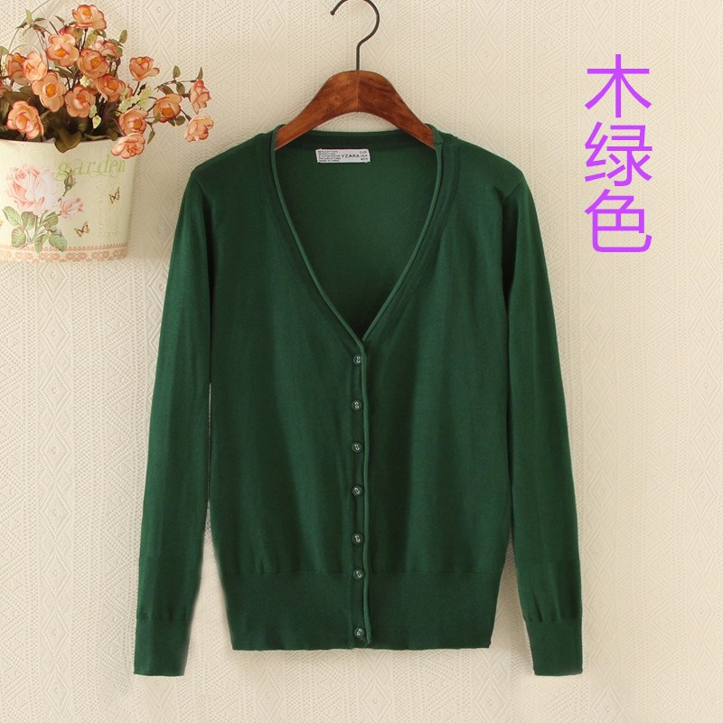 Mỏng đan áo điều hòa nhiệt độ ngắn dài tay mùa xuân và mùa thu mặc V-cổ phụ nữ cardigan của bên ngoài phiên bản Hàn Quốc của chiếc áo khoác nhỏ kim thân dệt.