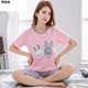 Pajama phụ nữ phim hoạt hình ngắn tay bông phụ nữ quần bảy điểm thiết mỏng dễ thương cotton mùa hè cộng với sân nhà quần áo.