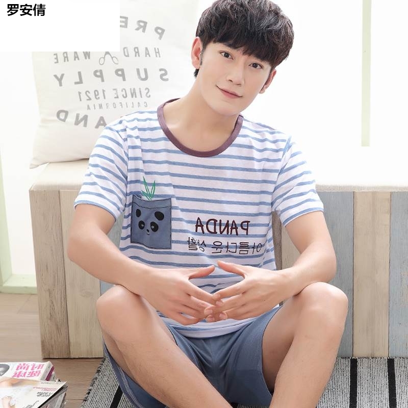 Z.2020 Summer Pyjama bông Mens Summer Mens Casual Quần soóc mùa hè ngắn tay áo Mens Home Mang Set.