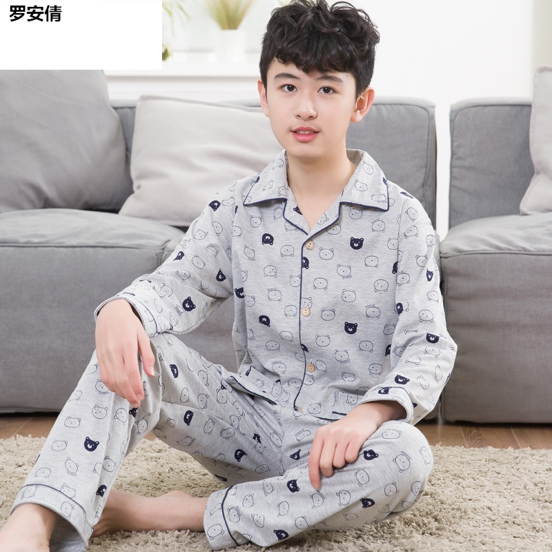 học sinh trung học cơ sở 13-15 tuổi Xuân Thu học sinh cao quần áo nhà bộ tuổi teen 2020 pajama chàng trai.