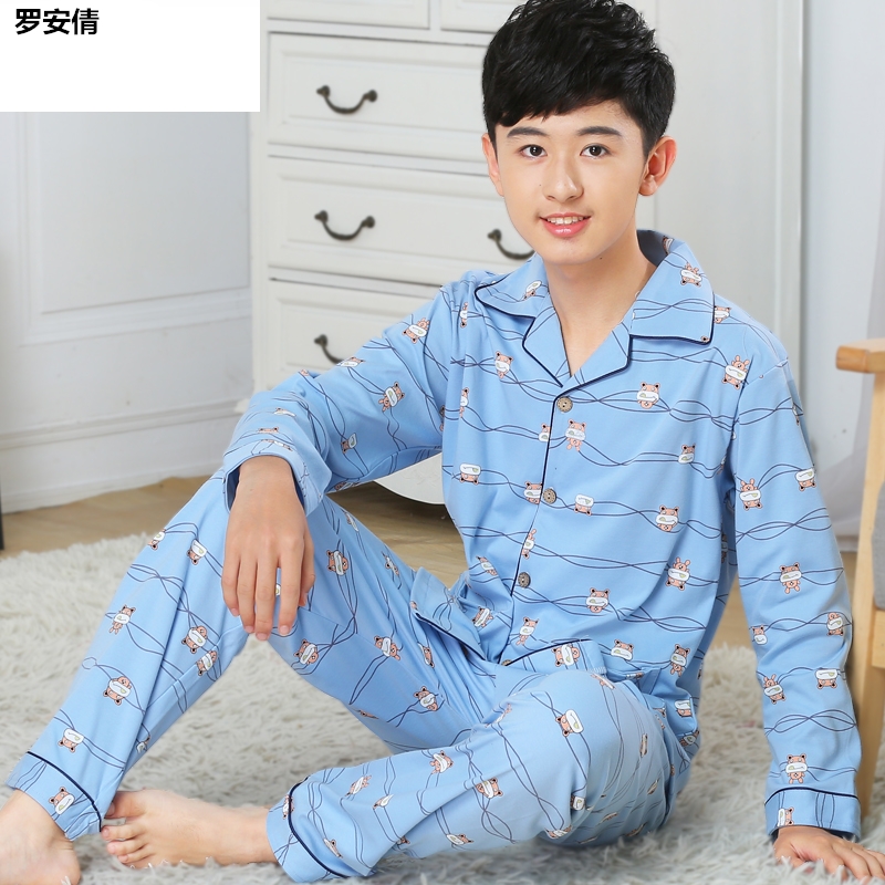 học sinh trung học cơ sở 13-15 tuổi Xuân Thu học sinh cao quần áo nhà bộ tuổi teen 2020 pajama chàng trai.