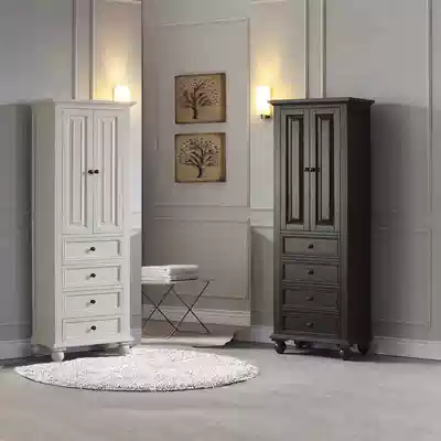 American bathroom side cabinet Narrow cabinet Powder room solid wood storage storage side cabinet shelf Living room floor cabinet customization