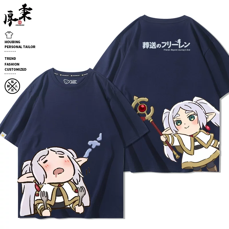 Похоронная Фулиан аниме двухмерная окружающая магия делает хлопковую хлопковую хлопковую футболку мужскую и женскую с коротким рукавом