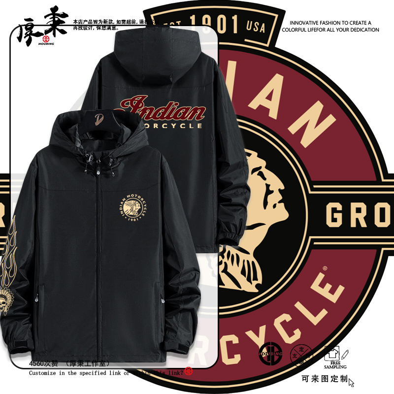 Indian Motorcycle Heavy Motorcycle Cruise Cycling Clothing Club Men's and Women's Zipper Jacket Jacket Windbreaker Can Be Customized