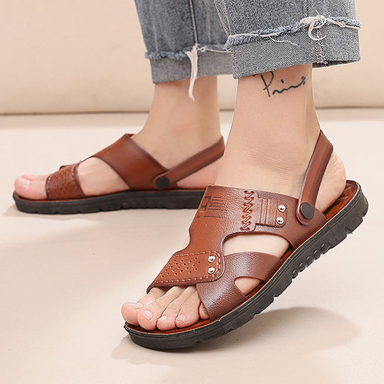 Men's Sandals Summer Plastic Sandals Men's Shoes Beach Shoes Waterproof Non-slip Vietnamese Rubber Sandals Large Size Thick Bottom