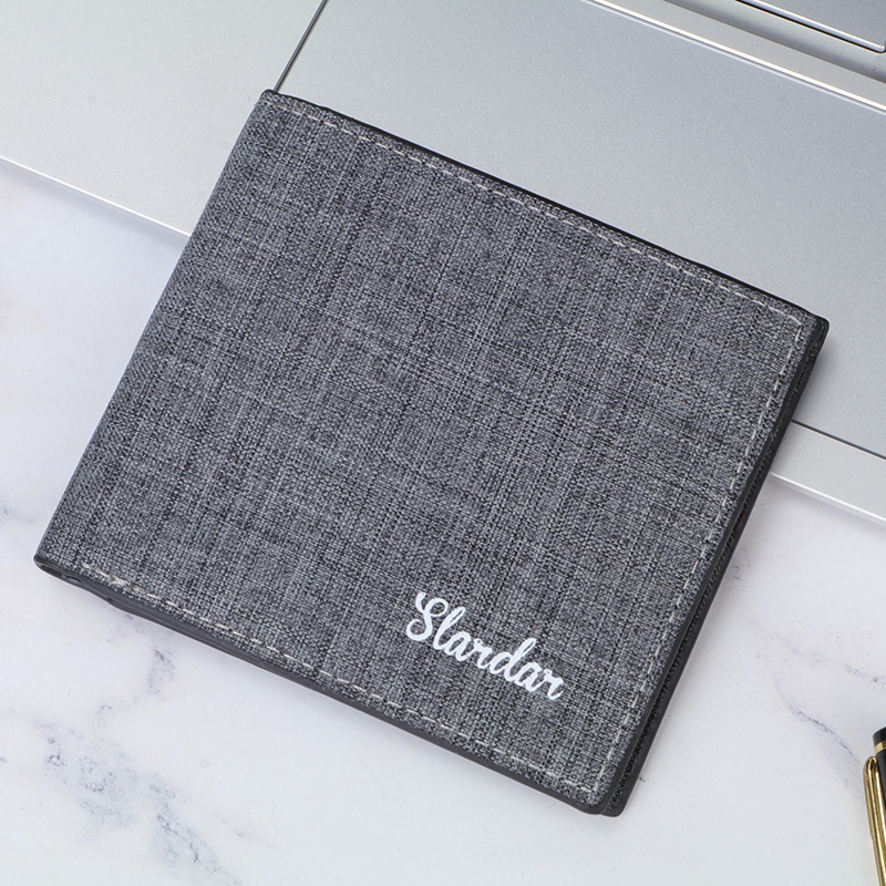 Men's wallet Male Short Canvas 2022 New Minimalist Youth High School Life Ultra Slim Personality Little Leather Clip Tide Card