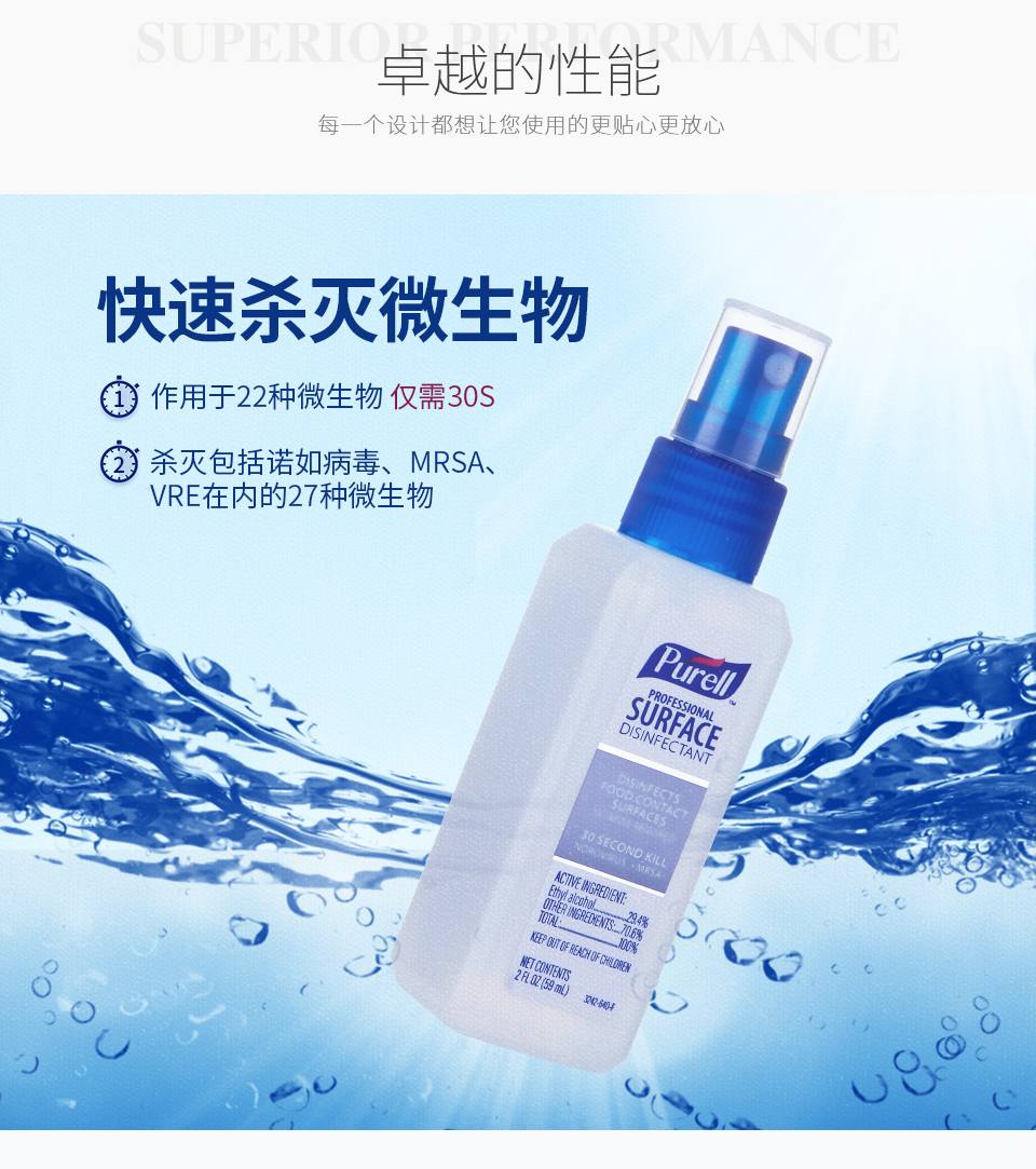 美国进口 Purell 普瑞来 除菌物体表面消毒喷雾 59ml*6瓶 天猫优惠券折后￥16.9顺丰包邮（￥26.9-10）