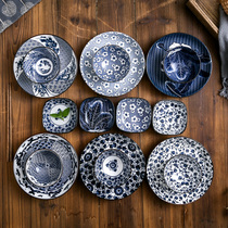 Japanese style blue and white ceramic tableware dishes dishes dishes dishes dishes dishes spoons Home combination