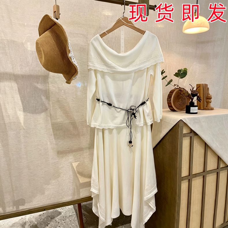 [Same Style as in the Mall] Mujia Genuine 26 Summer-Autumn New Collection Belt-Decorated Knit Dress Two-Piece Set for Women