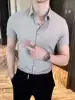 Solid color short-sleeved shirt men's 2020 summer Korean version handsome youth slim and versatile thin shirt men free ironing tide