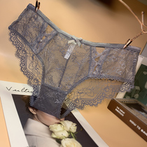 emwz欧美睫毛蕾丝内裤女士性感时尚镂空透明诱惑底裤纯棉裆