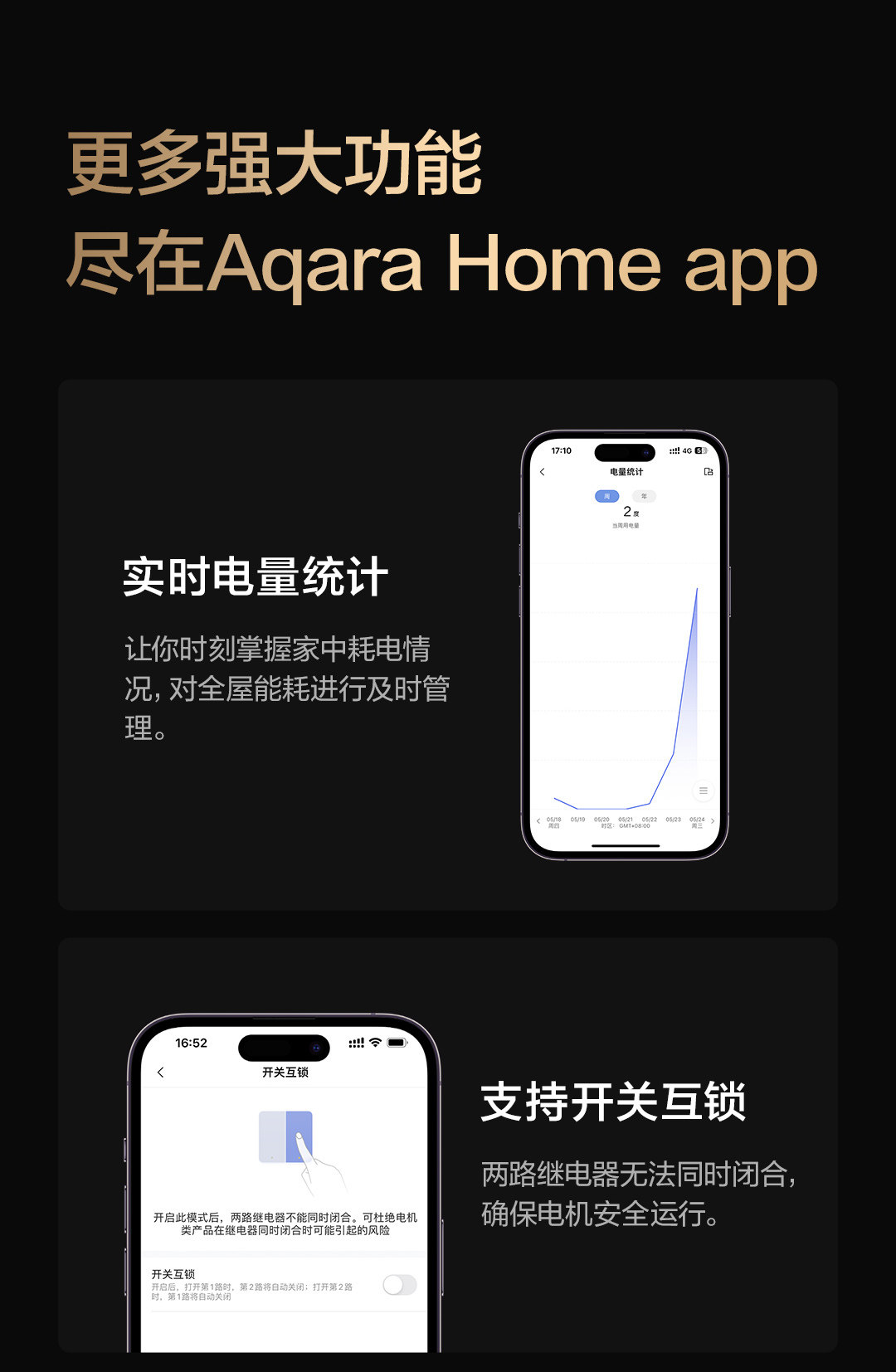 Интеллектуальный выключатель aqara绿米双路控制器t2支持homekit智能开关插座zigbee通断器模块