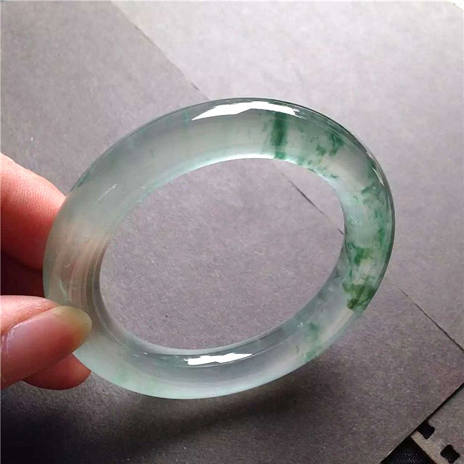 Natural Jadeite Bracelet Ice Round Bar Colorful Floating Glass Jade Bracelet Yunnan Concubine Jade Bracelet Women's