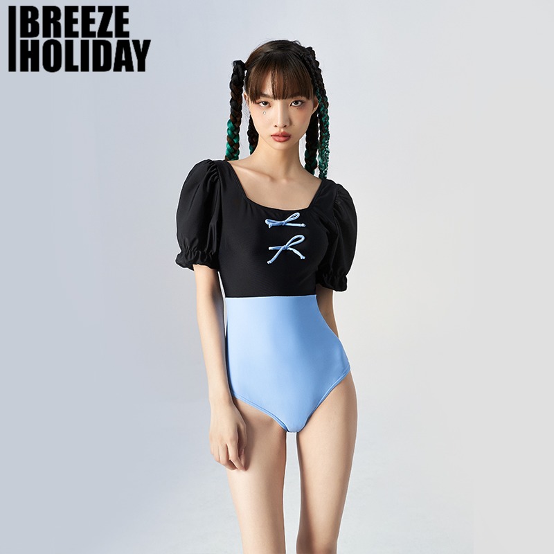 2021 new one-piece swimsuit Conservative belly thin chest gathering hot spring bath suit student swimsuit female